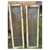 2 Vintage Stained Glass Window Panes