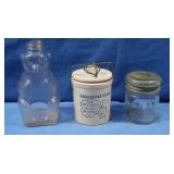 Snowcrest Bear Jar, Atlas Jar, Kaukauna Klub Crock