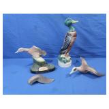 Vintage JimBeam MallardDuck&Porcelain Ducks-broken