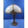 Vintage Tiffany Style Lamp w/Curved Slag Glass,