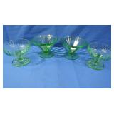 Vintage Green Glass Dessert Dishes