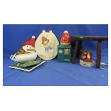 Vintage Wooden Stool, Candy Corn Candy Holder,