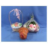 Silk Flowers, Easter Basket w/Eggs,Turkey Decor