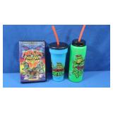 Vintage TMNT VHS & 2 Drink Bottles