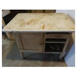Antique Metal/Wood Kitchen Work Center-30Hx36Wx25D