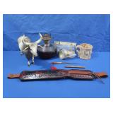 Oil Lamp Base,Plastic Water Buffalo,Leather Baton&