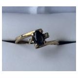 10K Black Star Ring w/2 Diamonds  1.8gr  Sz. 6