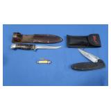 8" Knife in Sheath,2 Folding Knives-1 8"