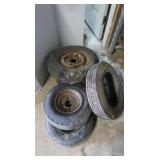 5 Tires-2 Carlisle w/Rims-5.30-12, 1 Carlisle w/