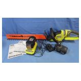 Ryobi Hedge Trimmer, 2 Batteries & Charger