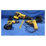 DeWalt Sawzall,Drill,Elec Drill(works),4 Batteries
