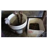 Bucket & Box of Tow Chains