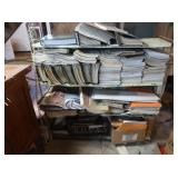 Vintage Metal Book Shelving Unit w/Magazines-Game