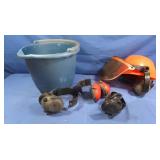Safety Helmet w/Face Shield, Ear Muffs