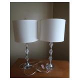 2 Lucite Lamps w/Shades-29"H