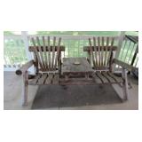 Wooden 2 Seat Bench w/Center Table-68Lx35Wx36"H