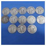 13 Standing Liberty Quarters-asst