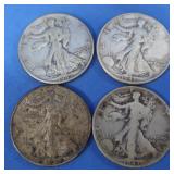 4 Walking Half Liberty Half Dollars-3)-1943, 1939
