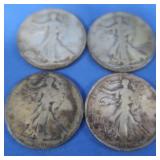 4 Walking Half Liberty Half Dollars-1920-1935-1943