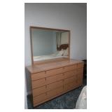 Vintage MCM 12 Drawer Dresser 58x18x31"