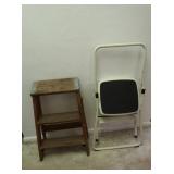 Metal Step Stool 13.5x14.26.5" & Wooden Step