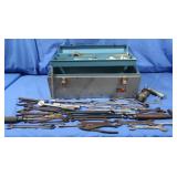 Metal Tool Box with contents - wrenches, trailer