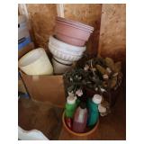 Terra Cotta & Plastic Planters, Floral Arrang. In
