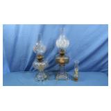 2 Vintage Glass Oil Lamps