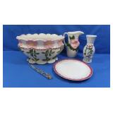 Large Ceramic Bowl & Pitcher, Plate & Vase