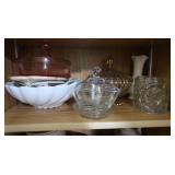 Shelf contents-Vintage Pink Candy Dish, Bowls,