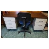 Wood Topped Metal Desk 60x30x28.75", & Cloth