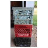 3 Plastic Milk Crates  13x13x11"H
