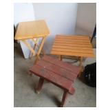 2 Folding Wooden Tables, 19x15x25" & 18x18x16.25"