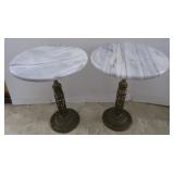 Marble Topped, Cast Metal Base Plant Stands 17"