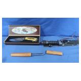 Hunting Knife w/Sheath, Wooden Cased Knife,