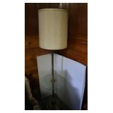 Brass Like Floor Lamp w/Glass Table 58.5"