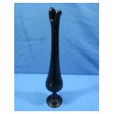Vintage Fenton Black Glass Thumbprint Bud Vase