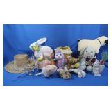 Easter Decorations, LawnStake Sheep, Straw Hat