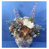 Vintage Lg. Ceramic Vase, Blue & Gold Decorations