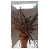 Royal Haegar Orange Peel Pottery Vase w/Dried