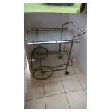Vintage Brass & Glass Serving Cart