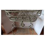Vintage 2 Pc. Metal Plant Stand 23.5x23.5x10"D