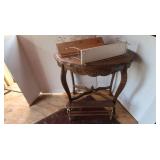 Vintage End Table(Wood)30x30x21"W, Wood/Metal