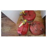 2 Metal 2.5 Gal Gas Cans - 1  - 1.25 Gal Plastic