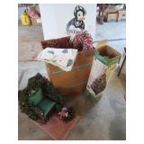 Christmas Decor - Poinsettia Basket, Santa Seat &