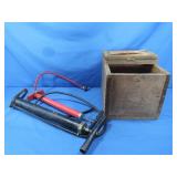 2 Tire Pumps - Vintage Wooden Shipping Box
