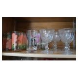 Shelf Contents-Drinking Glasses, Florals, Birds