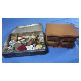 Vintage Tin w/Contents-Misc Pcs-Jewelry Box