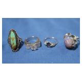 4 Sterling Rings w/Stones