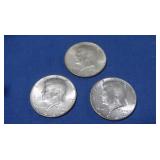 3-1964 Kennedy Halves 90% Silver